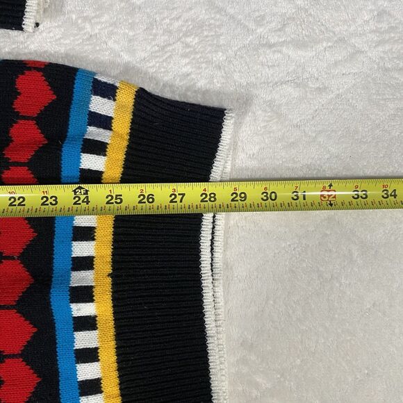 Vtg Knit Works Sweater Hearts Stripes Mixed Media Oversized Crew Neck Women's M - Picture 7 of 7